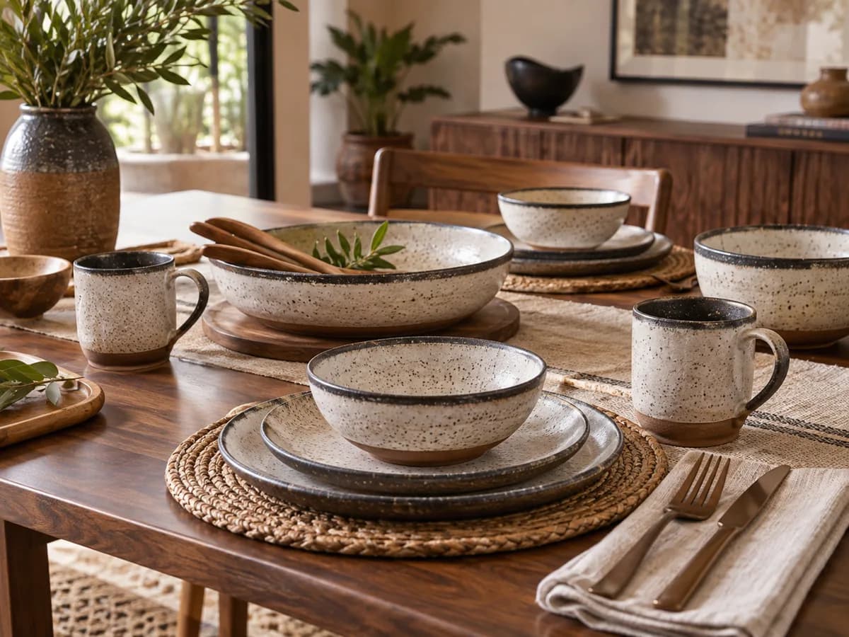 Refined tableware arranged for a shared meal